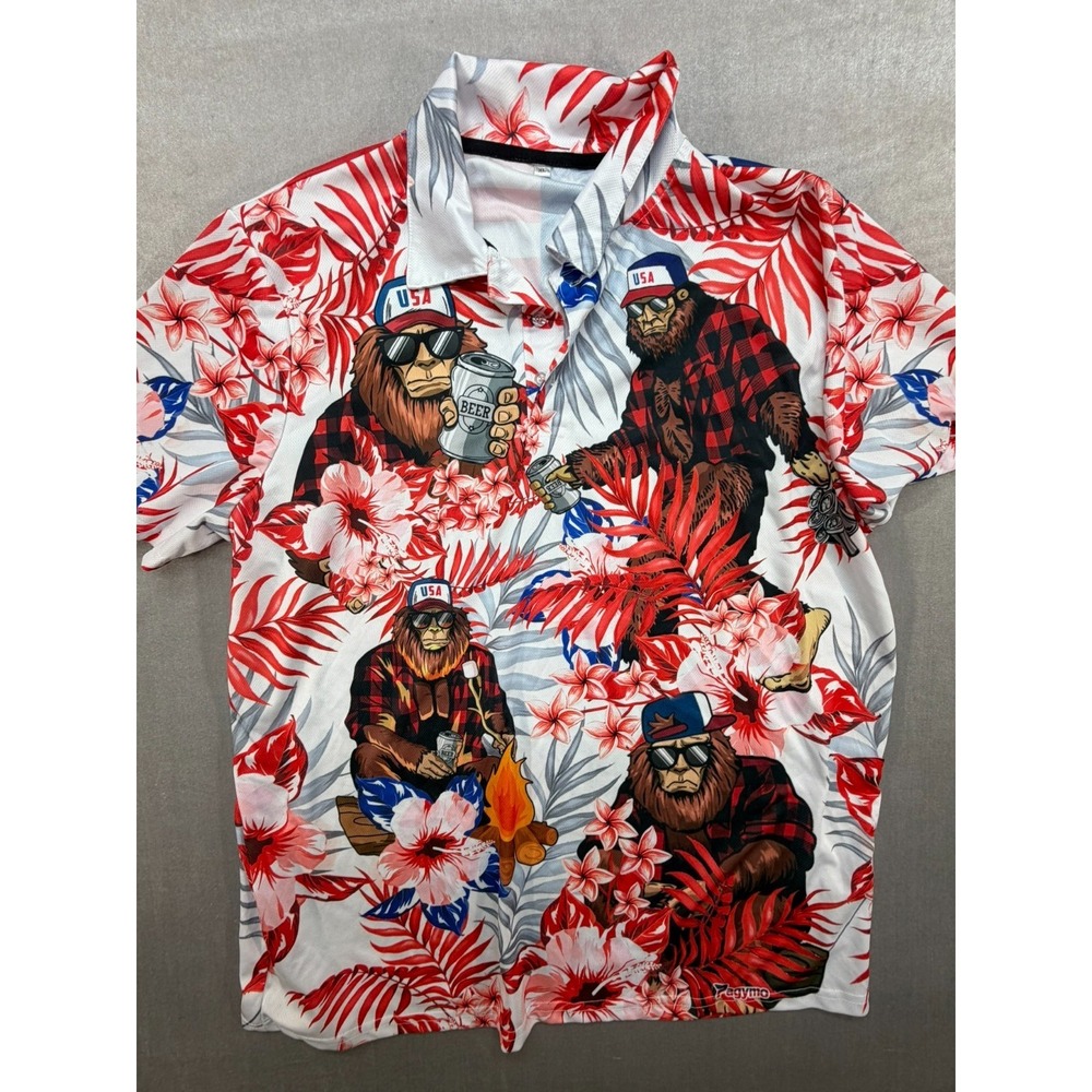 Pagymo U.S.A 4th of July Hawaiian Shirt Button Up Ape Size XL